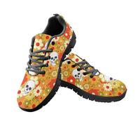 Jeiento Womens Trainers Shoes Aesthetic Flower Skull Shoes Lightweight Mesh Casual Walking Footwear Adult Gym Workout Footwear Skeleton Sneakers for Halloween,3 UK