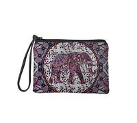Jeiento Womens Wallet Coin Purse Travel Cosmetic Bag Shopping Causal Money Clips Handbag Banquest Purple Boho Style Elephant Pattern
