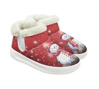 Jeiento Xmas Snowflake Snowman Snow Boots Classic Winter Boots Slip Resistant Ankle Booties Lightweight Comfort Walking Shoes for Christmas Festival,UK 4