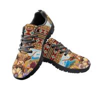 Jeiento Yellow Flower Walking Shoes Southwestern Highland Cow Running Sneakers for Women Men Unisex Adult Athletic Trainers Shoes for Gym Workout,3 UK