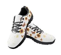 Jeiento Yellow Sunflower Butterfly CWalking Sneakers Lightweight Athletic Trainers for Men Women Lace Up Road Running Sneakers Comfort Sport Shoes,7 UK