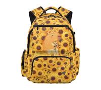 Jeiento Yellow Sunflower Capybara Backpack Kids Capybara School Bag 17 Inch Large Capacity Shoulder Bookbag for Teen Boy Girl Kindergarten Elementary School Bookbag Shoulder Rucksack for Sport