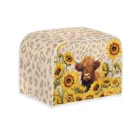 Jeiento Yellow Sunflower Highland Cow Toaster Dust Cover 2 Slice Washable Lightweight Kitchen Small Appliance Covers Greasy and Fingerprint Protection Case with Top Handle,S