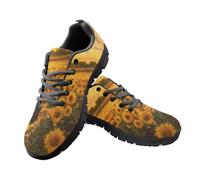 Jeiento Yellow Sunflower Horse Walking Shoes for Men Women Lace Up Mesh Breathable Road Running Sneakers Non Slip Casual Flat for Yoga Dance Trainers,3 UK