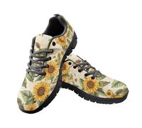 Jeiento Yellow Sunflower Hummingbird Shoes Womens Fashion Trainers Lace Up Running Sneakers Casual Walking Shoes for Travel,8 UK