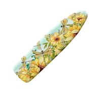 Jeiento Yellow Sunflower Ironing Board Cover Dragonfly Ironing Board Covers with Elastic Edge Protective Scorch Mesh Cloth,Easy to Install,15x54 Inches