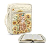 Jeiento Yellow Sunflower Orange Cat Bible Cover for Women Large Bible Case with Handle Bible Book Protective Covers Book Sleeve Bible Study Accessories