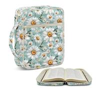 Jeiento Yellow Sunflower Quilted Bible Cover Large Bible Bag with Handle Zippered Front Pocket for Women Soft Lightweight Church Handbag Christian Gifts