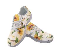 Jeiento Yellow Sunflower Running Shoes for Women Girls Mesh Gym Sports Shoes Cute Hummingbird Comfort Footwear Trainers Tennis Shoes 37