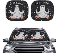 Jeiento Yoga Sloth Windshield Sunshade Visor UV Protector Sun Shade Universal Fit Most of Van SUV Van Truck 2pcs