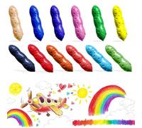 JeiibrZui 12 Color Non-Toxic Peanut Crayons for Toddlers - Washable Safe, and Easy Grip, Perfect for Kids Party Bags and Bath Time