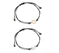 JeiibrZui 2 Pcs Gold Sun Silver Moon Bracelet - Adjustable Friendship Jewelry for Kids & BFFs, Alloy Material, Gold + Silver, 16-30cm