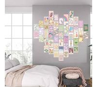 JeiibrZui 50PCS Pink Aesthetic Wall Collage Kit - Chic Room Decor for Girls, Dorm Art Prints, Photo Display