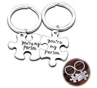 JeiibrZui Couples Keyring Set, Inspirational and Matching His and Hers Gifts, Engraved Heart Keychains for Boyfriend, Girlfriend, Best Friends