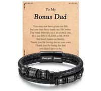 JEIKTO Bonus Dad Gifts, Fathers Day Gift for Step Dad, Stocking Stuffers for Men Adults, Birthday Christmas Presents Cool Leather Bracelets for Men with Sentimental Cards