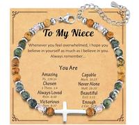 JEIKTO Cross Bracelet for Women Girls, Christian Gifts for Women Friends Sister in Christ Daughter Niece Granddaughter on Birthday Christmas Confirmation Baptism First Communion Easter Graduation Day