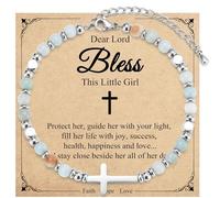 JEIKTO Easter Basket Stuffers for Teens Girls, Cross Bracelet Jewelry, Catholic First Communion Confirmation Baptism Birthday Christmas Graduation Easter Gifts for Girls Kids