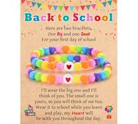 JEIKTO First Day of School Preschool Kindergarten Bracelet Mommy and Me, Mother Daughter Matching Bracelets, Back to School Gifts for Daughter from Mom, plastic, no gemstone
