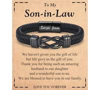 JEIKTO Gifts for Men Boys, Cool Leather Infinity Knot Bracelets, Fathers Day Christmas Birthday Gifts for Son in Law Grandson Nephew Grandpa Bonus Dad, Leather, no gemstone