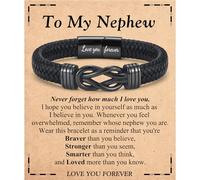 JEIKTO Gifts for Men Boys, Cool Leather Infinity Knot Bracelets, Fathers Day Christmas Birthday Gifts for Son in Law Grandson Nephew Grandpa Bonus Dad, Leather, no gemstone