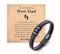 JEIKTO Leather Bracelet for Men, Gifts for Dad New Daddy to Be on Fathers Day Birthday Christmas Valentines Thanksgiving Day, leather, no gemstone