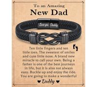 JEIKTO Leather Knot Bracelet for Men, Gifts for Dad New Daddy to Be on Fathers Day Birthday Christmas Valentines Thanksgiving Day, leather, no gemstone