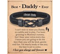 JEIKTO Leather Knot Bracelet for Men, Gifts for Dad New Daddy to Be on Fathers Day Birthday Christmas Valentines Thanksgiving Day, leather, no gemstone