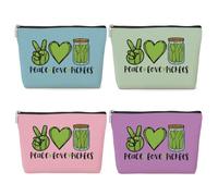jeilink Cute Makeup Bag Funny Hedgehog Cosmetic Bags Hedgehog Gifts Hedgehog Supplies for Animal, Peace Love Pickle 0900, 9.8x7 Inches