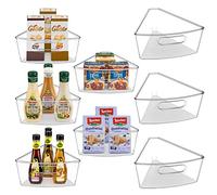 JEISSLIA Lazy Susan Cabinet Organizer Bins for 26"/28"/32" Diameter Corner Organizer, Plastic Cabinet Storage Bin, 1/8 Wedge - Food Safe, BPA Free, with Non-Slip Pads (for 28 Inch Diameter, 8 Pack)