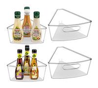 JEISSLIA Lazy Susan Cabinet Organizer Bins for 26"/ 28"/ 32" Diameter Corner Organizer, Plastic Cabinet Storage Bin, 1/8 Wedge - Food Safe, BPA Free, with Non-Slip Pads (for 28" Diameter, 4 Pack)