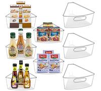 JEISSLIA Lazy Susan Corner Cabinet Storage Bins, Plastic Corner Storage Bins for 26"/28"/32" Diameter Corner Cabinets - Food Safe, BPA Free with Non-Slip Pads (8 Pack)