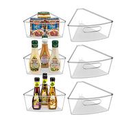JEISSLIA Lazy Susan Organizer Bins, 28" Diameter, 6 Pack, Clear, Transparent Plastic, Food Safe, BPA Free, Non-Slip Pads