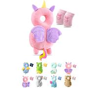 JEJA Baby Head Protector Backpack and Baby Knee Pads for Crawling, Adjustable Head Back Protection Safety Pads Toddler Walking - Pink Horse