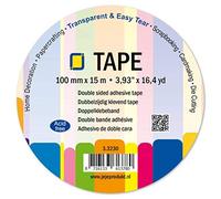 JEJE Double-Sided Clear Adhesive Tape, Synthetic Material, Transparent, 100 mm x 15 m