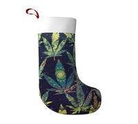JEJEA A Puff in Time Weed Marijuana print Christmas Stockings,17.5 Inches Family Xmas Stockings,Soft White Plush Cuff Stockings