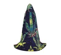 JEJEA A Puff In Time Weed Marijuana Print Halloween Cosplay Christmas Party Outfits Hooded Wizard Robe Halloween Cloak Medieval Renaissance