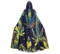 JEJEA A Puff in Time Weed Marijuana print Halloween Hooded Cloak Cape Unisex for Cosplay, Christmas Party Favors Witchy Outfits