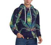 JEJEA A Puff In Time Weed Marijuana Print Men'S Hooded Sweatshirt, Drawstring Hoodies Pullover, Long Sleeve Pullover, For Daily Wear Black