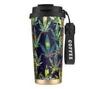 JEJEA A Puff in Time Weed Marijuana Print Stainless Steel Insulated Mugs, Double Wall Coffee Cups, Coffee Travel Mug for Home Office