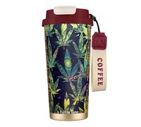 JEJEA A Puff in Time Weed Marijuana Print Stainless Steel Insulated Mugs, Double Wall Coffee Cups, Coffee Travel Mug for Home Office