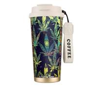 JEJEA A Puff in Time Weed Marijuana Print Stainless Steel Insulated Mugs, Double Wall Coffee Cups, Coffee Travel Mug for Home Office