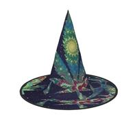 JEJEA A Puff In Time Weed Marijuana Print Women'S Large Witch Hat Witch Hat Witches Hats Halloween Cosplay Party Accessory