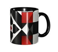 JEJEA Abstract Geometric Pattern Print 11 Oz Pottery Mug, Ceramic Coffee Cups Elegant Tea Mugs with Gift Box for Women with 6 Colors