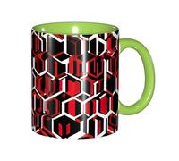 JEJEA Abstract Geometric Pattern Print 11 Oz Pottery Mug, Ceramic Coffee Cups Elegant Tea Mugs with Gift Box for Women with 6 Colors