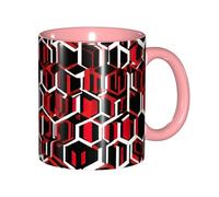 JEJEA Abstract Geometric Pattern Print 11 Oz Pottery Mug, Ceramic Coffee Cups Elegant Tea Mugs with Gift Box for Women with 6 Colors