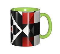 JEJEA Abstract Geometric Pattern Print 11 Oz Pottery Mug, Ceramic Coffee Cups Elegant Tea Mugs with Gift Box for Women with 6 Colors