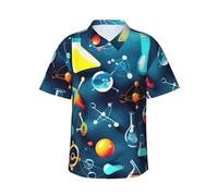JEJEA Abstract Science Chemistry Print Hawaiian Shirt for Men, Short Sleeve Button Down, Summer Beach Shirts,Casual Cuban Top Black