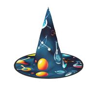 JEJEA Abstract Science Chemistry Print Women'S Large Witch Hat Witch Hat Witches Hats Halloween Cosplay Party Accessory