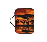 JEJEA Africa Giraffe Majestic Tree Print Large Bible Cover Case for Women,Bible Bag Bible Storage Bags with Zipper Pocket and Handle