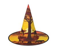 JEJEA African Animal Sunset Print Women'S Large Witch Hat Witch Hat Witches Hats Halloween Cosplay Party Accessory